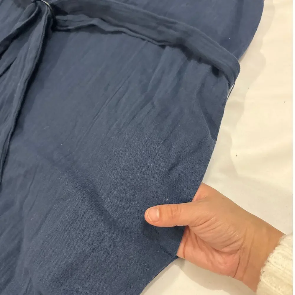 Pact Women’s Large Blue Coastal Beach Halter Jumpsuit Cotton Beachy Nautical - Picture 5 of 13